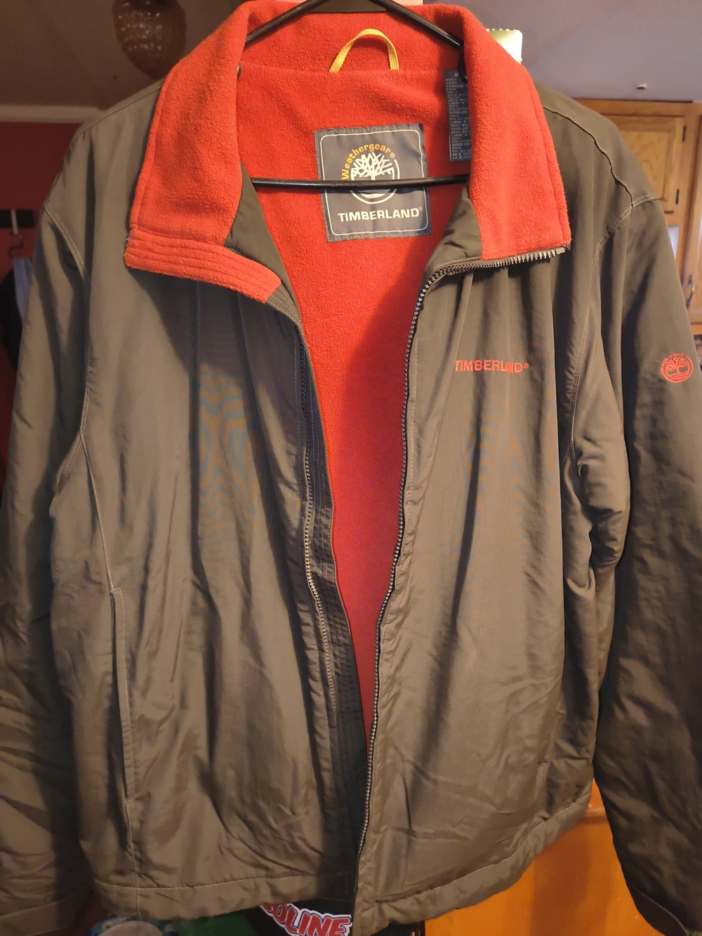 Vintage Timberland Black Jacket with Red Fleece Lining
